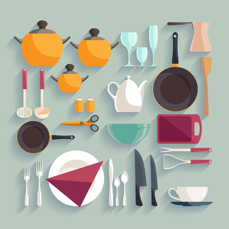 Kitchen workplace. Flat design.のイラスト素材
