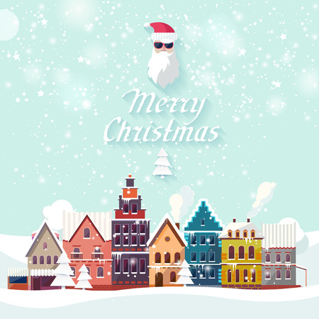 Christmas landscape. Flat design.のイラスト素材
