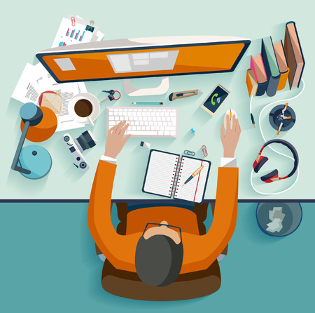 Workplace concept. Flat design.のイラスト素材