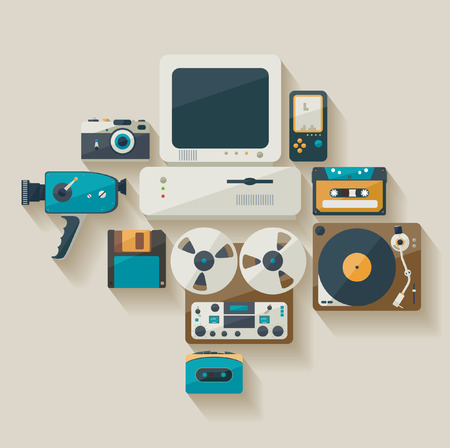 Obsolete technology. Flat design.のイラスト素材