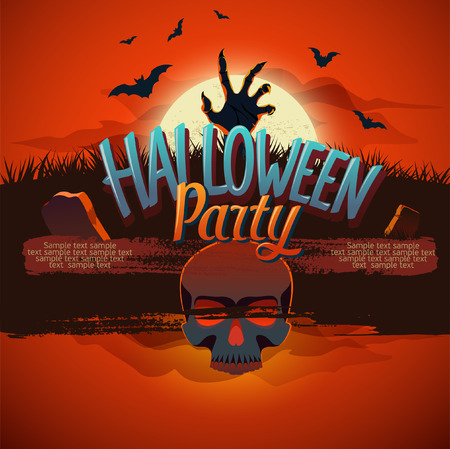 Halloween party with zombie and human bonesのイラスト素材