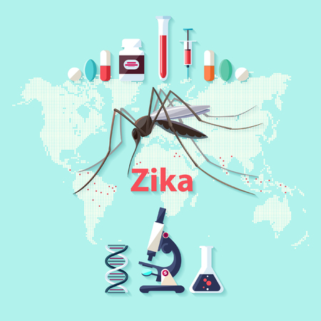 Virus Zika. Flat design.のイラスト素材