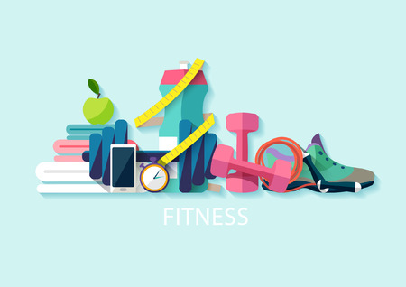 Fitness flat concept.のイラスト素材