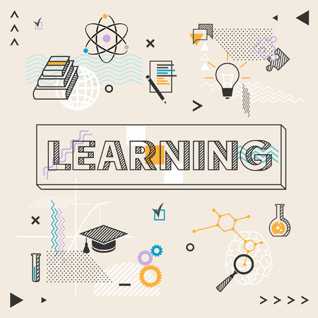 Learning concept. Inscription and education background.のイラスト素材