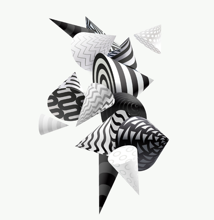 3D decorative cones. Abstract vector illustration.のイラスト素材