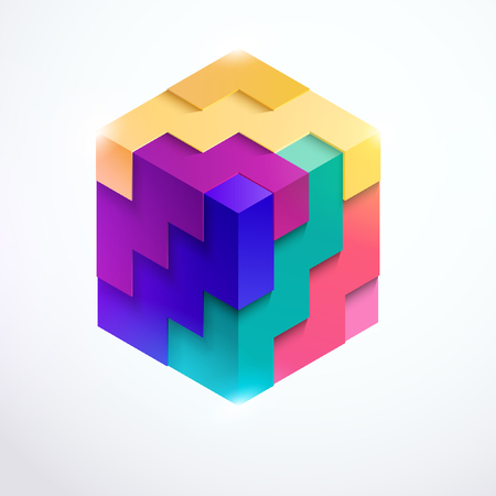 Multicolored 3D cubeのイラスト素材