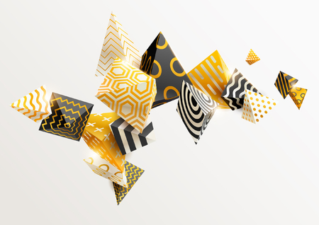 Gold and black 3D pyramidsのイラスト素材