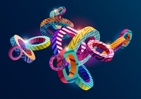 3D decorative rings. Colorful design Vector illustration.のイラスト素材