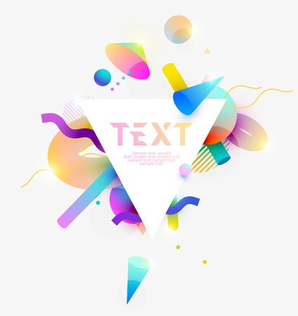 Composition of 3D primitive geometric shapes. Colorful poster design.のイラスト素材