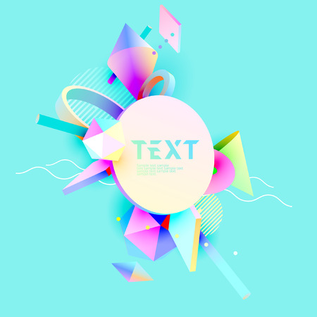 Poster design of 3D primitive geometric shapes. Colorful template.のイラスト素材