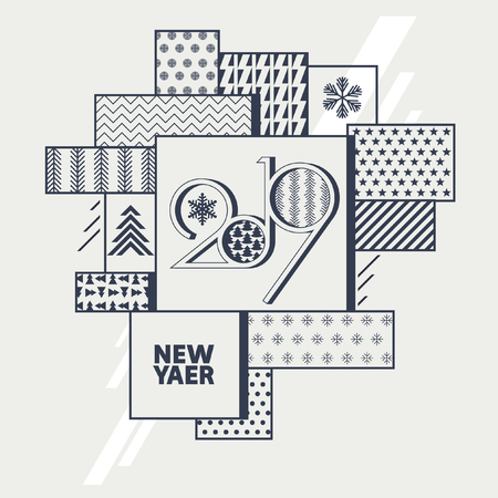 Greeting card. New year 2019.のイラスト素材