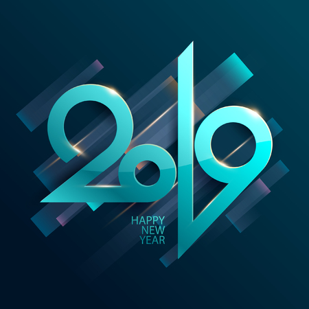New year 2019. Lettering design.のイラスト素材