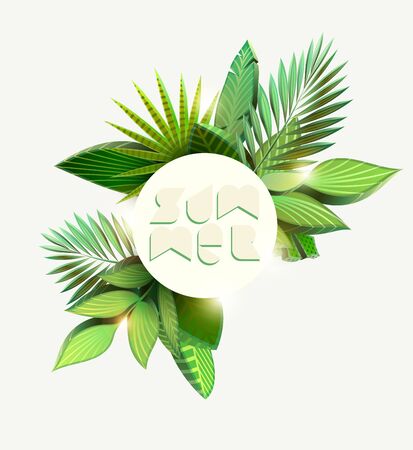Stylized tropical leaves. Summer floral designのイラスト素材
