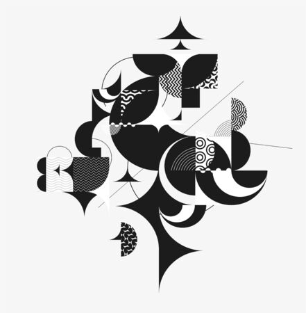 Abstract geometric poster of circles and ovalsのイラスト素材