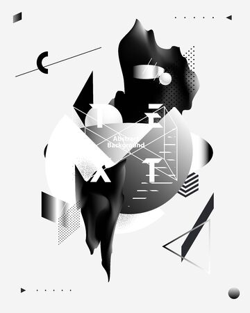Art poster. Abstract composition of geometric and liquid elements.のイラスト素材