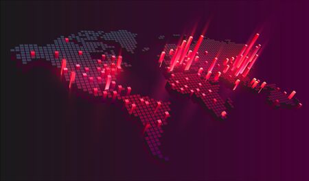 Map of coronavirus pandemic (Covid-19). Vector infographicのイラスト素材