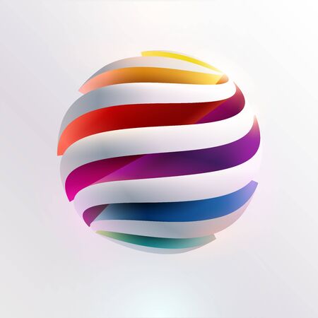 3D colored striped ball. Art geometric primitiveのイラスト素材
