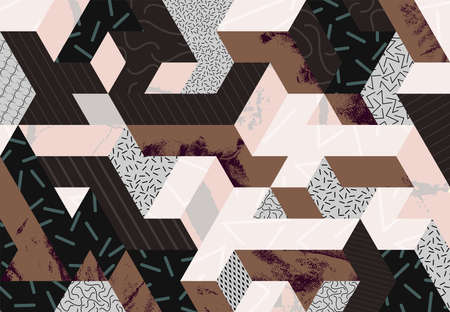 Isometric geometric background of colored cubes. Abstract vector illustration