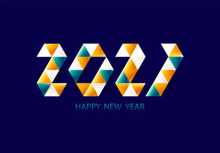 New year 2021. Bright geometric numbers. Greeting card design.のイラスト素材