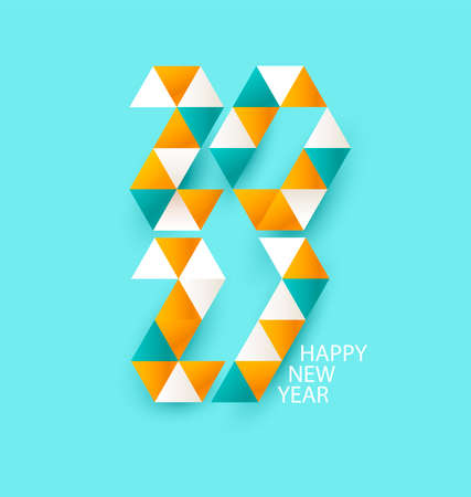 New year 2021. Bright geometric numbers. Greeting card design.のイラスト素材