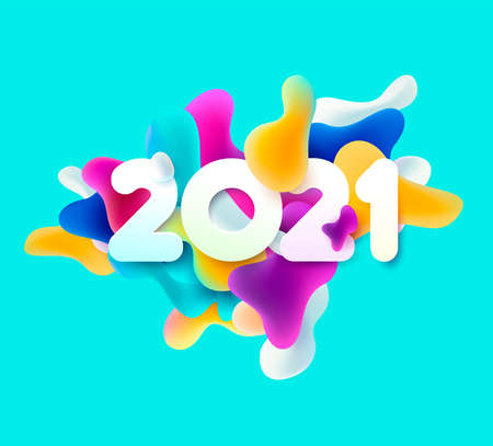 New year 2021.3D new year card designのイラスト素材