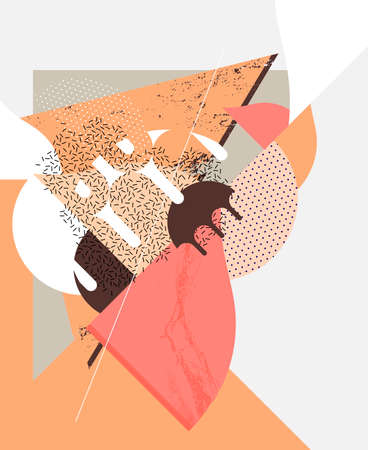 Modern art. Pastel textural geometric shapes on light background.のイラスト素材