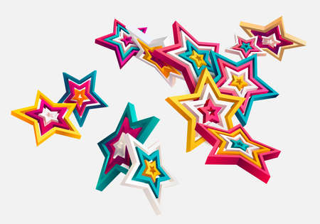3D colorful starsのイラスト素材