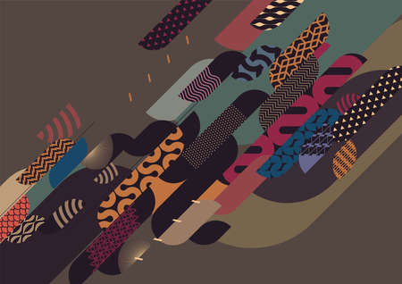 Abstract art geometric background. Colorful retro patterned composition.