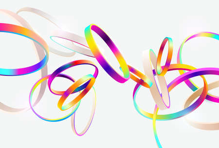 Light background of colorful 3D rings. Abstract geometric shapes.