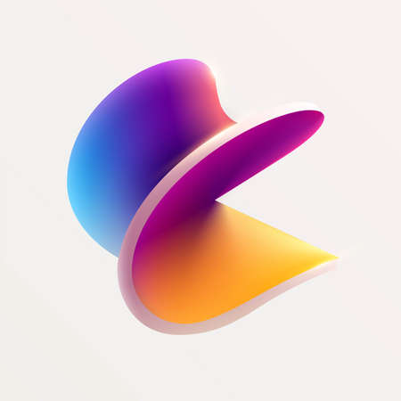 3D colorful geometric shape. Swirling spiral circle. Abstract vector design element.のイラスト素材