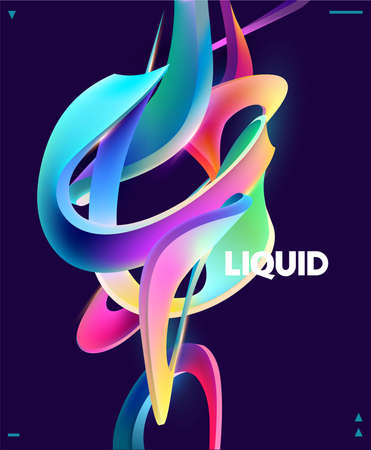Abstract geometric background of colorful liquid circle. Twisted spiral shapes. 3D vector design...