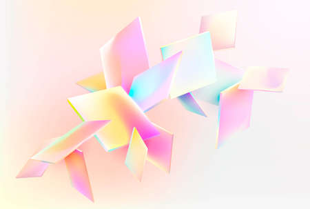 Abstract light geometric shapes. 3D vector rectangles with fluid colors.のイラスト素材