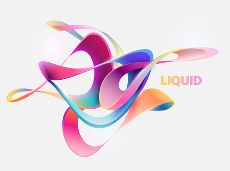 Colorful 3D liquid circle. Abstract geometric shapes on white background. vector design elements.のイラスト素材