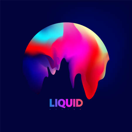 Abstract liquid holographic gradient shape. 3D Vector colorful design element.のイラスト素材