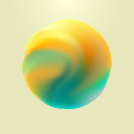 Fluid 3D sphere. Colored liquid ball on light background. Vector geometric shape for poster and cover design.のイラスト素材