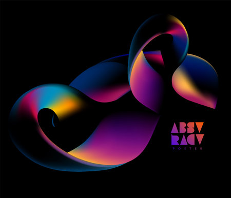 3D iridescent twisted line. Liquid geometric shapes. Abstract vector design elementのイラスト素材