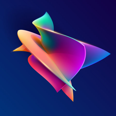Colorful 3D twisted wavy shapes. Abstract geometric elements for poster, flyer, banner and cover designs.のイラスト素材