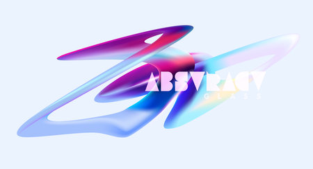 3D colored dynamic shape. Liquid and glass distortion geometric forms. Abstract vector design...
