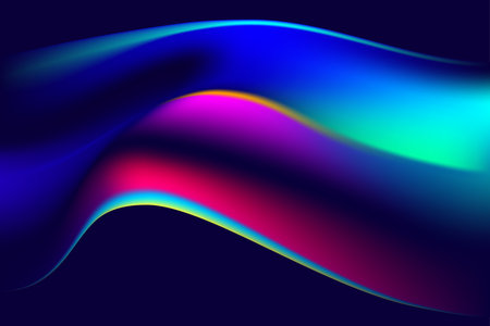 Abstract liquid holographic shape. Colorful fluid design elements on dark background. Vector 3D background.のイラスト素材