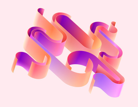 3D color curved ribbon. Abstract bright geometric background. dynamic vector shape.のイラスト素材