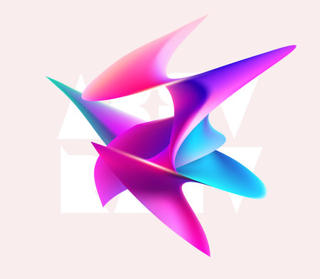 Liquid 3D geometric shapes. Abstract iridescent form of spiral circles. liquid design element.のイラスト素材