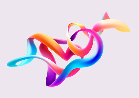 Colorful liquid circle. Abstract geometric shapes on white background. 3D vector design elements.のイラスト素材