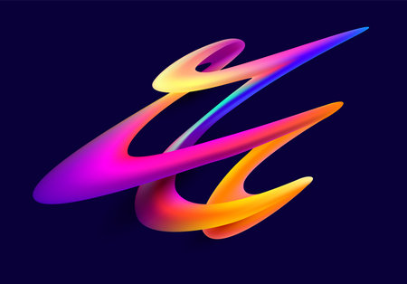 3D colorful twisted ribbon. Liquid geometric shapes. Abstract vector design element.のイラスト素材
