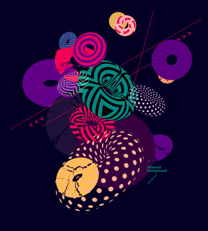 Graphic abstract composition of colored rings. Abstract vector illustration.のイラスト素材
