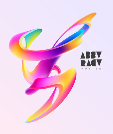 Liquid 3D vector shape. Abstract spiral wave ribbon. Color realistic design element.のイラスト素材