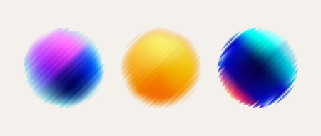 Vector set of multicolored brush strokes in the form of a circle.のイラスト素材
