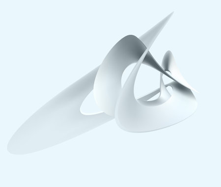 White 3D liquid shapes. Abstract geometric shapes on light background.のイラスト素材