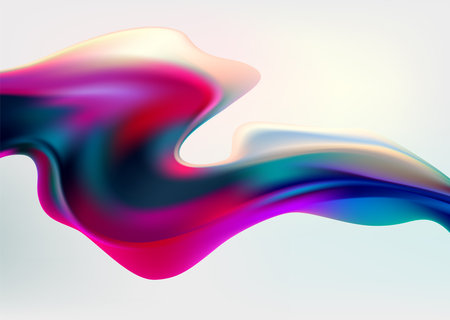 Colorful fluid 3D shapes. Abstract liquid gradient elements on blue background.のイラスト素材