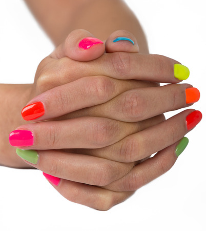 Bright manicure woman's handsの写真素材