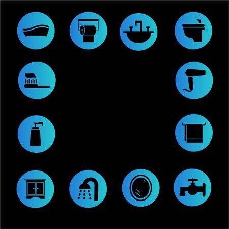 bathroom set icon buttons appのイラスト素材